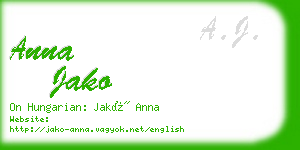 anna jako business card